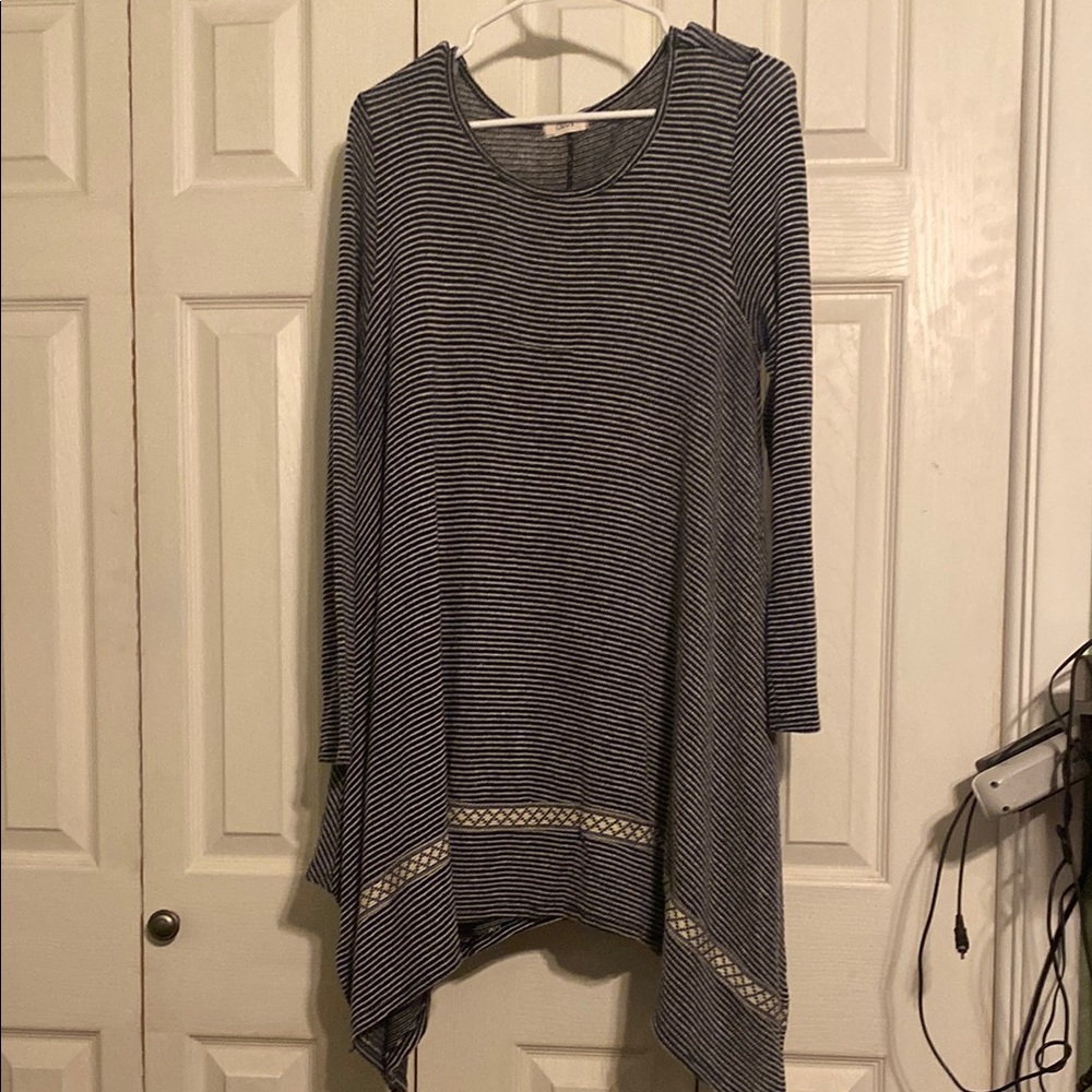 ODDY Navy and White Striped Dress